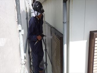 木更津市の外壁塗装工事に着工外壁高圧洗浄
