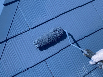 東金市にてサーモアイSiのブルー系の色（クールネオサファイアブルー）で屋根塗装工事！
