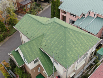 大網白里市季美の森南にて経年劣化により色褪せが発生した屋根についてのご相談、屋根塗装工事を実施しました