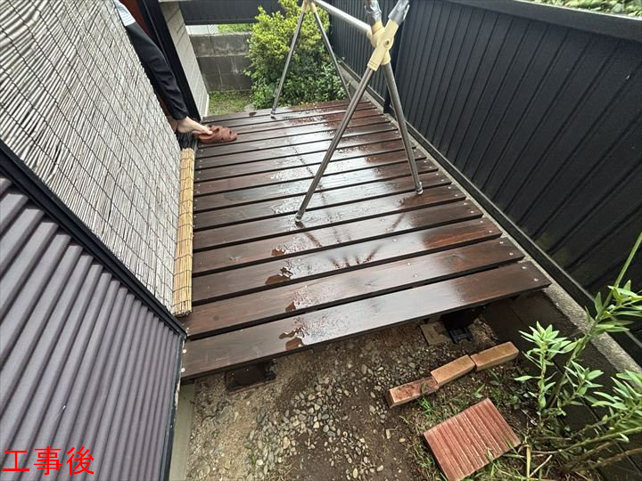 千葉市花見川区朝日ヶ丘で床板の劣化と抜けそうな縁側を撤去し、防腐処理材で安全な縁側へ造作工事