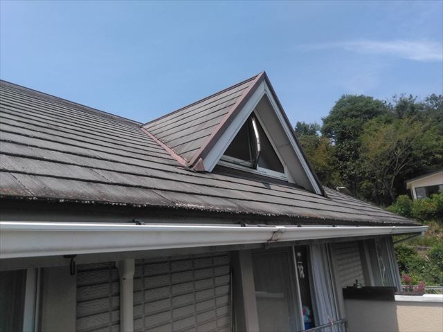 既存の屋根にコケ