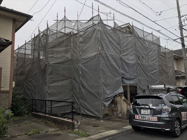 春日井市玉野台にて超低汚染リファインSI(シリコン）で外壁塗装が始まりました。