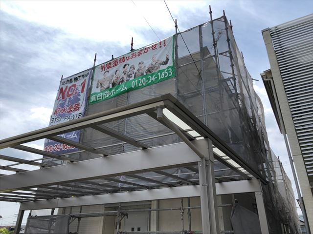 春日井市白山町で、外壁塗装工事が始まります。