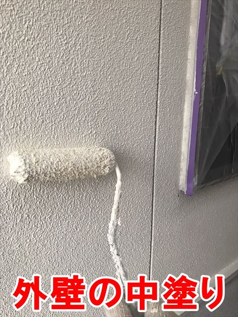 外壁の中塗り塗装ガイナ