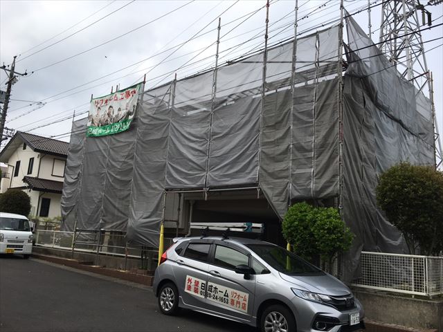 春日井市押沢台で屋根・外壁塗装の塗り替え工事、バイオ洗浄です