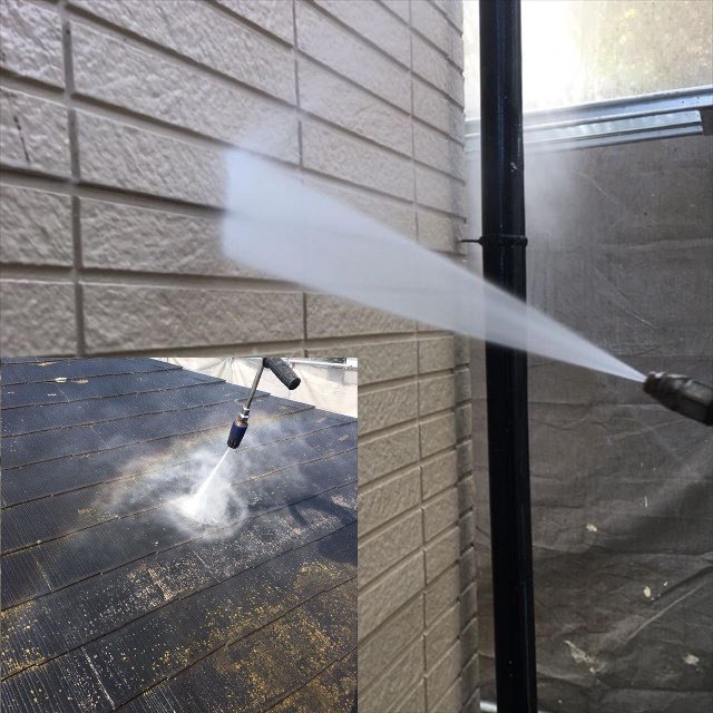潮来市で水洗いとコーキング撤去と打ち込みを行いました