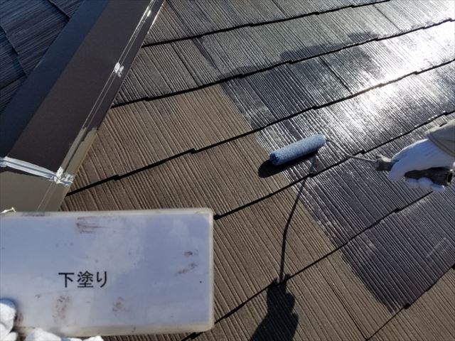 かすみがうら市で台風対策！スレート屋根（コロニアル屋根）の塗装を行いました