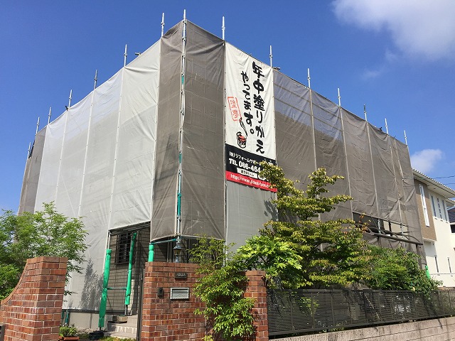赤磐郡山陽町桜ケ丘　無機塗料　目地コーキング撤去打ち替え