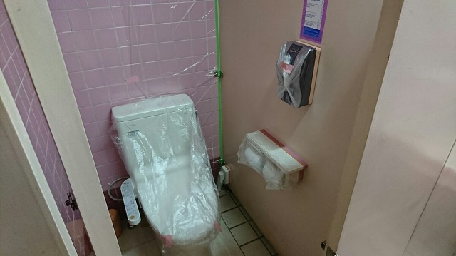 福島市　トイレのドアやトイレブースを塗装で模様替え