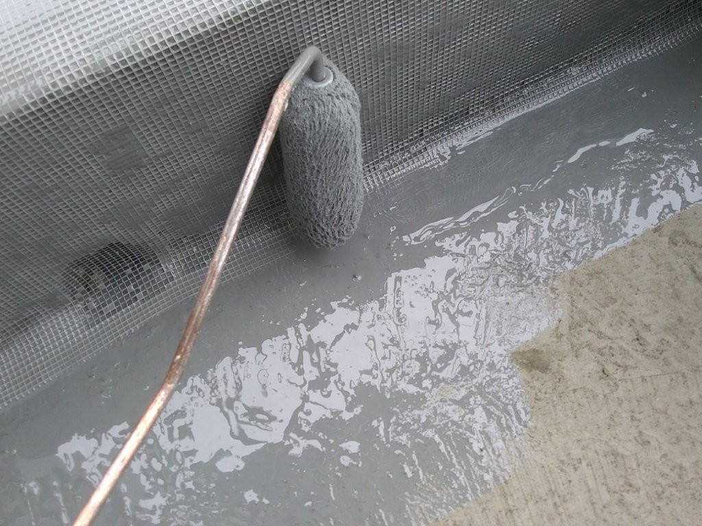 取り合い部の防水材塗布