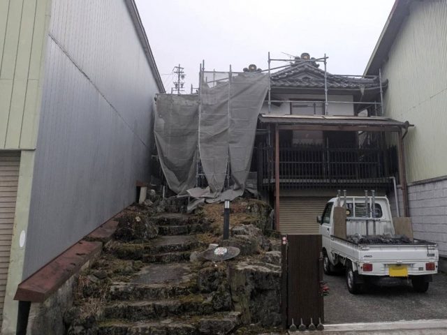 伊那市M邸_足場組立-入口