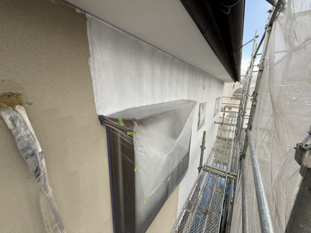 飯田市I邸_モルタル外壁下塗り中