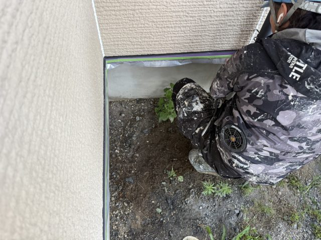 駒ヶ根市I邸_土台水切に養生