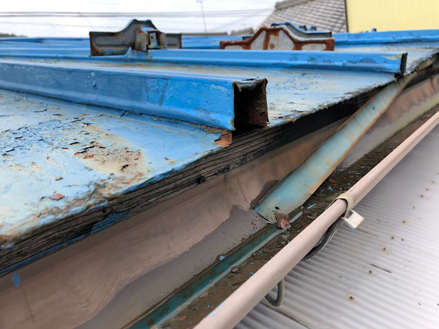 ボロボロの瓦棒屋根です