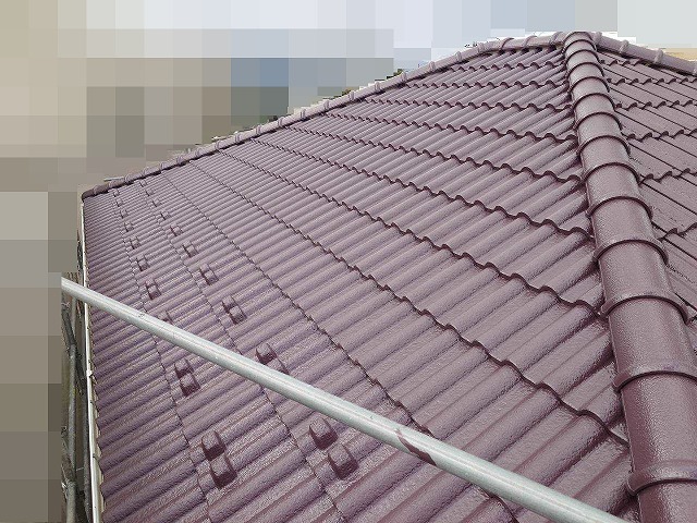 上塗り完了後の屋根