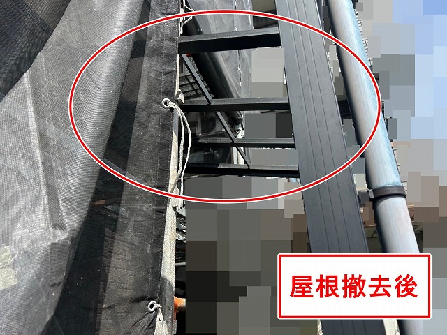 甲府市で足場仮設時に撤去した勝手口屋根