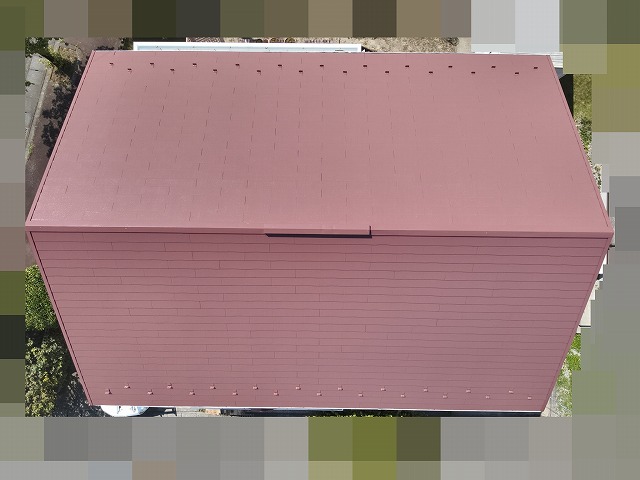 南アルプス市でスレート屋根塗装のビフォーアフター（ドローン撮影）