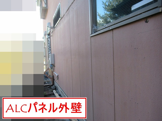 南都留郡富士河口湖町で観光ホテルのALCパネル外壁を調査・点検する様子