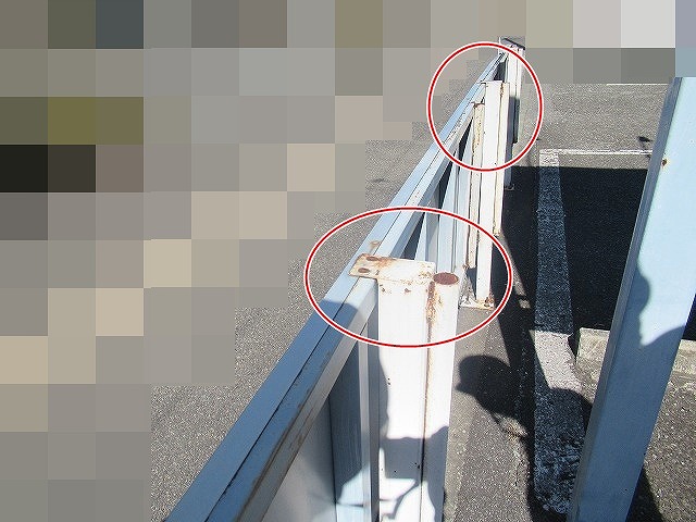 鉄部接合部の錆び