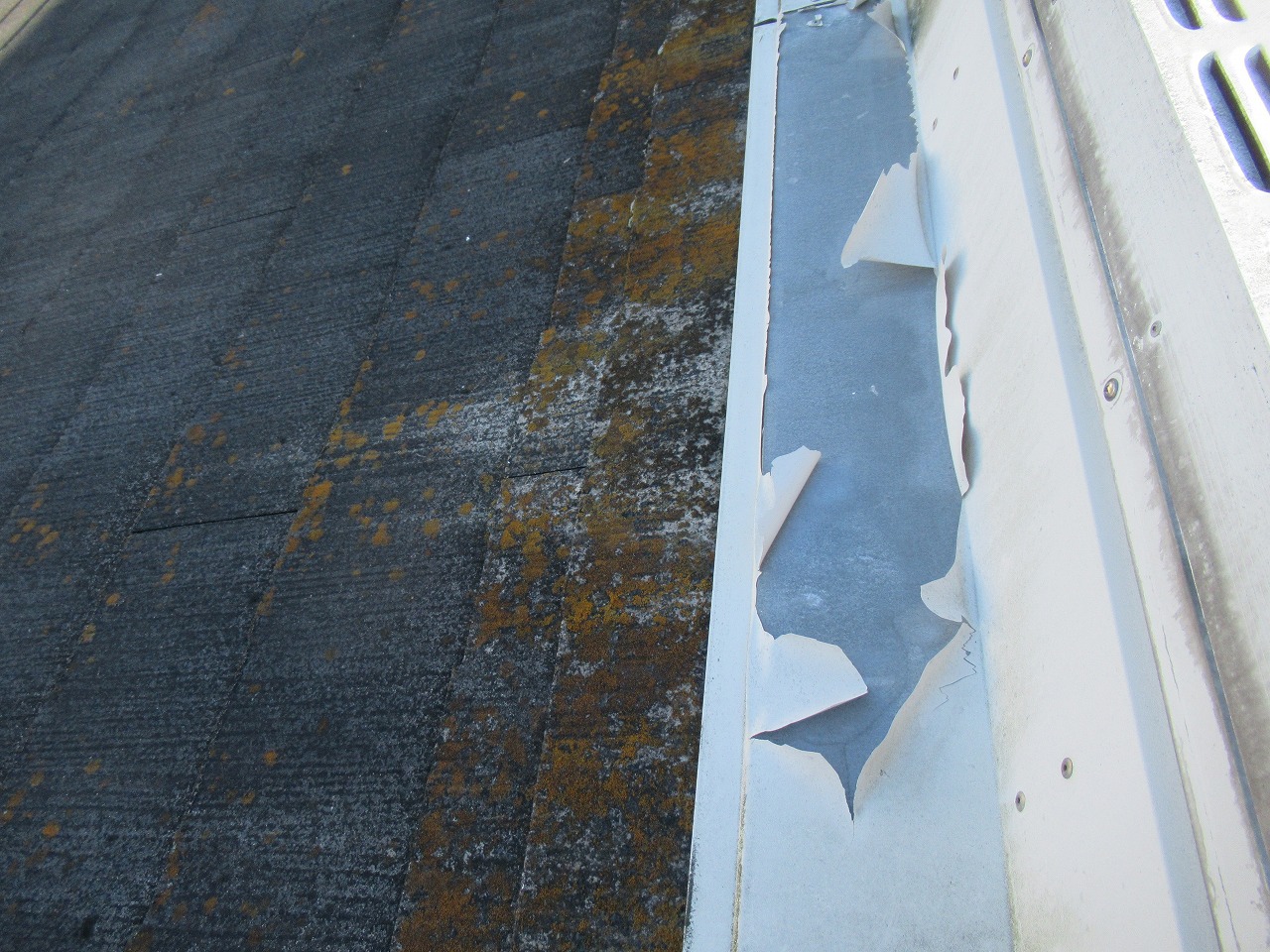 富士河口湖町で屋根鉄部の塗膜が剥がれてしまった住宅でお見積りに伺いました