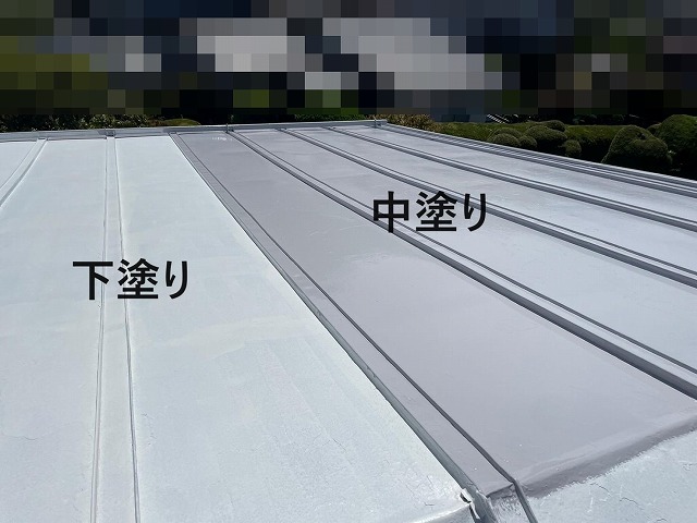 甲府市　瓦棒屋根　金属屋根　遮熱塗料　サーモアイ　塗装工事