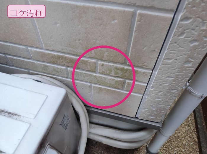 八尾市曙川東T様邸 外壁サイディング下部に発生したコケ汚れ 現状確認