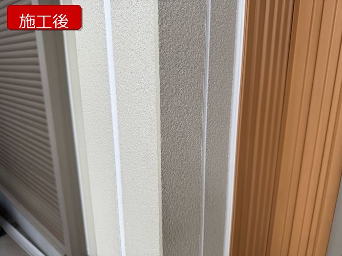 八尾市太子堂H様邸 施工後の外壁目地 シーリングが整然と仕上がった状態
