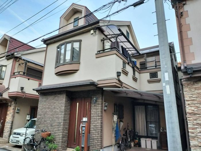 【八尾市久宝寺】築24年モルタル外壁の現地調査｜タイル汚れ・屋根劣化を徹底チェック