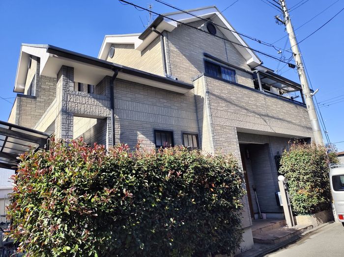 松原市大堀のU様邸 2階建て窯業系サイディング外壁の全景