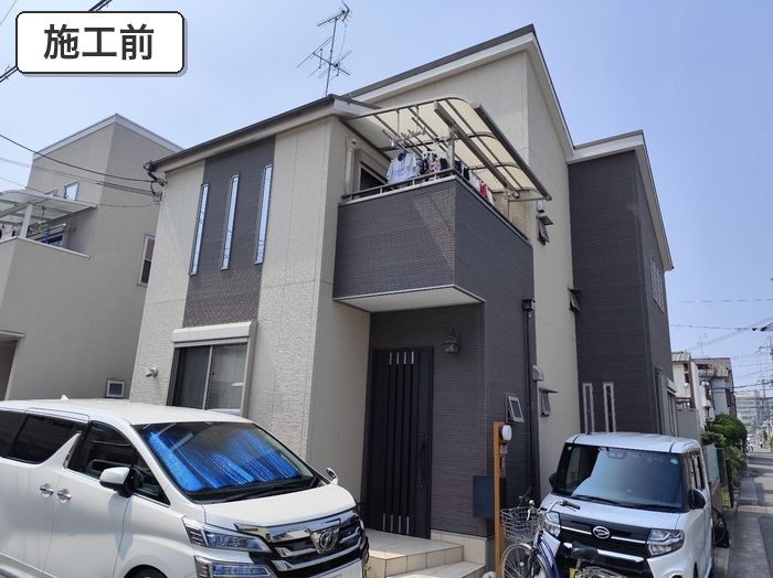 【八尾市】築15年のシーリングひび割れ・色褪せをKFシェアルドSiで解消！ネイビー×アイボリーのツートンに大変身