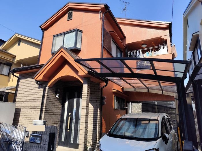 【松原市】築25年のモルタル外壁をテラコッタ系に一新！外壁・屋根塗装の施工事例
