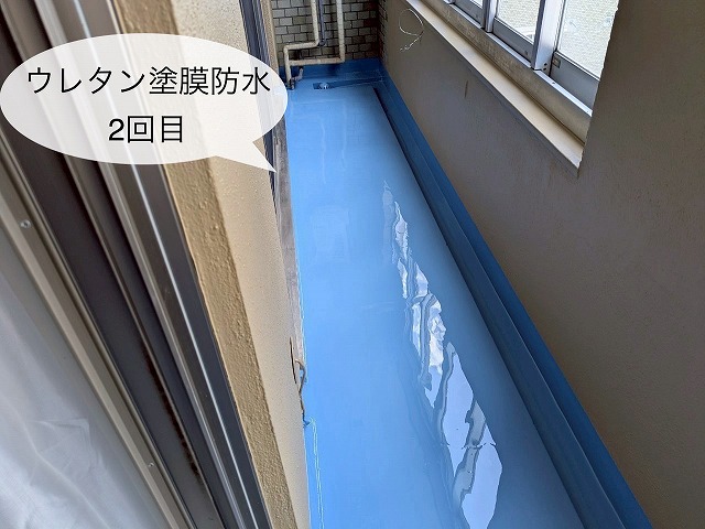 ベランダ　ｳﾚﾀﾝ塗膜防水工事