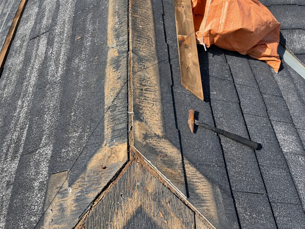 棟板金撤去後の屋根