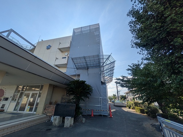 焼津南小学校の足場の朝顔