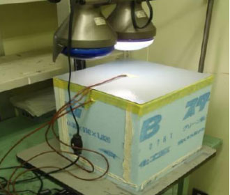 トタン板と箱で作られた実験環境