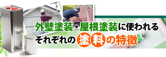 外壁塗装、屋根塗装に使われるそれぞれの塗料の特徴