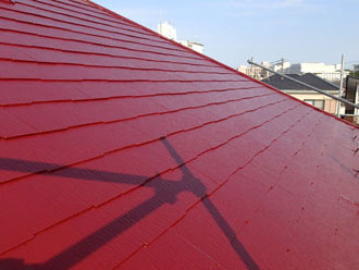 屋根塗装　サーモアイSi　クールマルーン　赤系の屋根