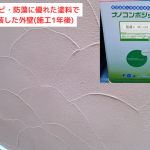 防カビ・防藻に優れた塗料で塗装した外壁の1年後