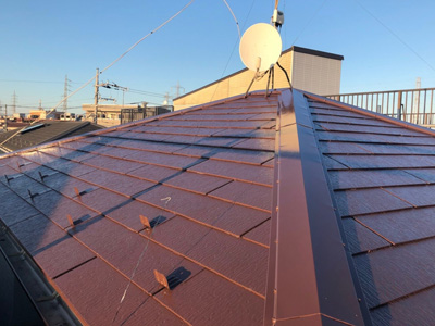 八王子市台町にて築14年経過した化粧スレートをサーモアイSiで屋根塗装工事を行いました
