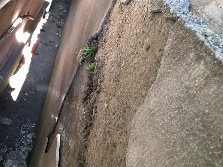 外壁欠損と下地露出