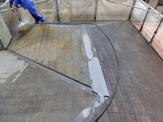 千葉県君津市　屋根塗装工事　高圧洗浄