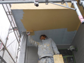 千葉市　外壁塗装　ナノコンポジットW　中塗り