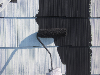 千葉県印旛郡酒々井町　外壁塗装　屋根塗装　バルコニー防水　屋根の中塗り