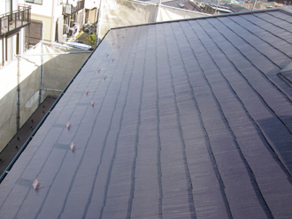 千葉県印旛郡酒々井町　外壁塗装　屋根塗装　バルコニー防水　屋根の中塗り完了