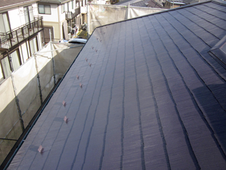 千葉県印旛郡酒々井町　外壁塗装　屋根塗装　バルコニー防水　屋根の上塗り完了