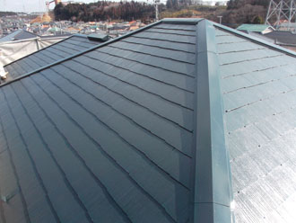 千葉県印旛郡酒々井町　外壁塗装　屋根塗装　バルコニー防水　屋根の中塗り完了