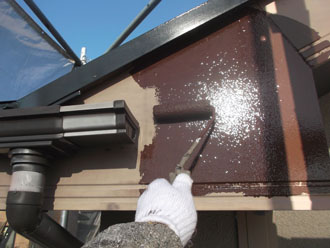 千葉県印旛郡酒々井町　外壁塗装　屋根塗装　バルコニー防水　細部の塗装　破風板の面積の広い部分の塗装