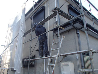 千葉県君津市　外壁塗装　屋根塗装　ベランダ防水　足場架設