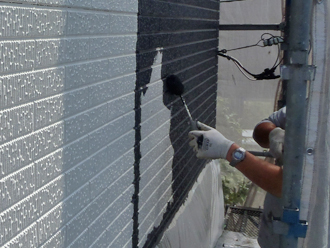 千葉県君津市　外壁塗装　屋根塗装　ベランダ部外壁中塗り