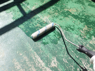 千葉県　富津市　階段室防水工事　プライマー塗布